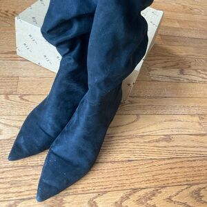 Suede Black high calf dress boots sz 8